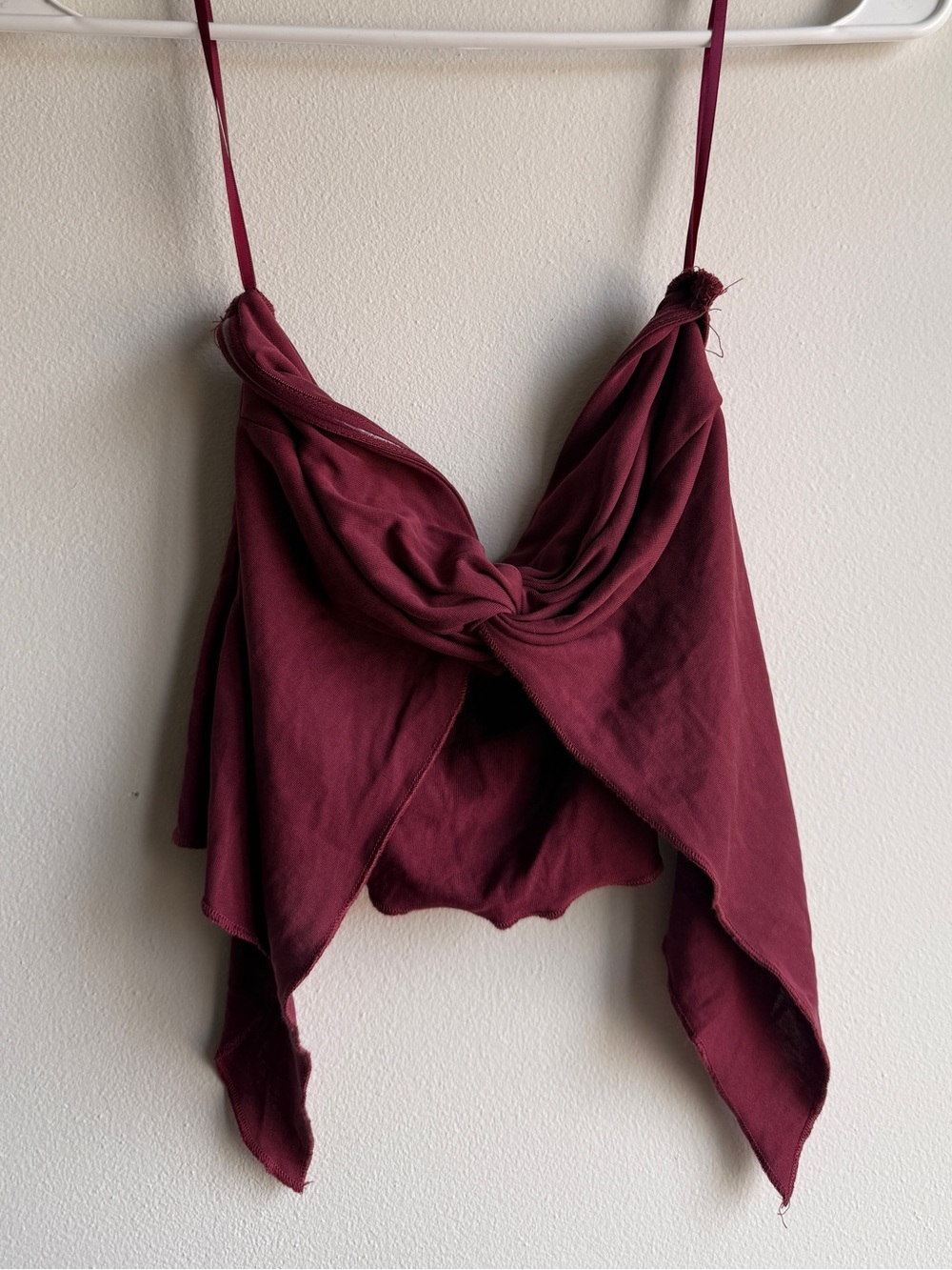 Edikted Burgundy Fairycore Draped Cowl Neck Handkerchief Hem Cami Top S